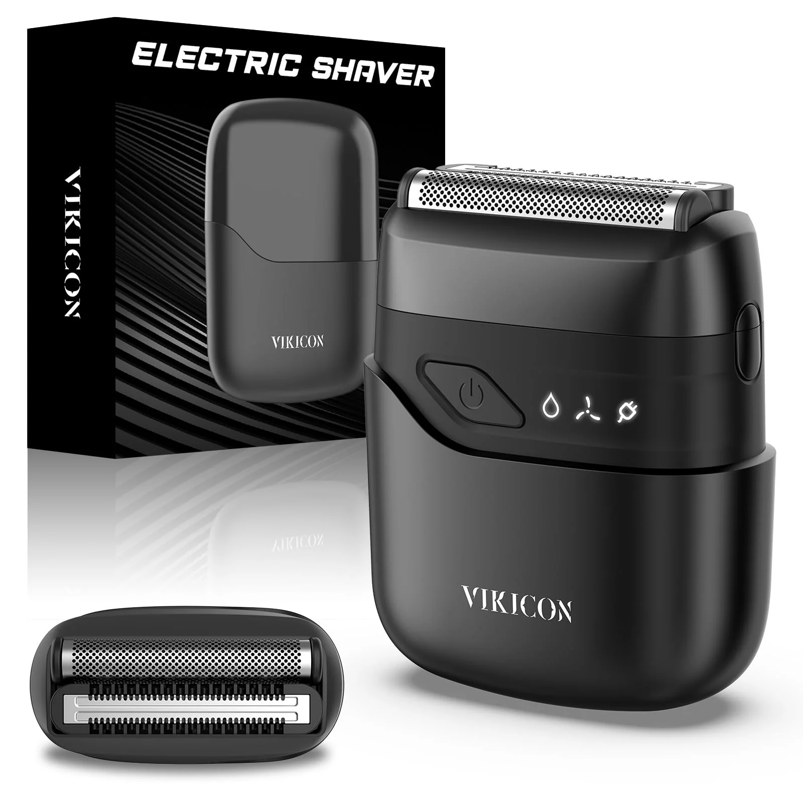 Original VIKICON® Electric Foil Shavers for Men Compact Travel Face Shaver Mini Razor for Shaving Face Portable On-The-Go Shaver w Dual Floating Blades Genuine