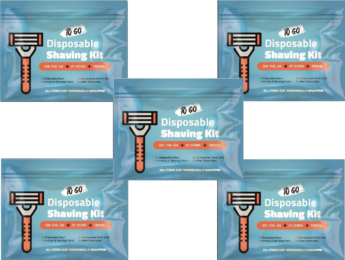 Traditional Shaving Kit with Razor Shaving Cream Washcloth Aftershave Wipe - Men s Travel Shave Set for Hotels Shelters Outreach - Disposable Grooming Pack Powerful