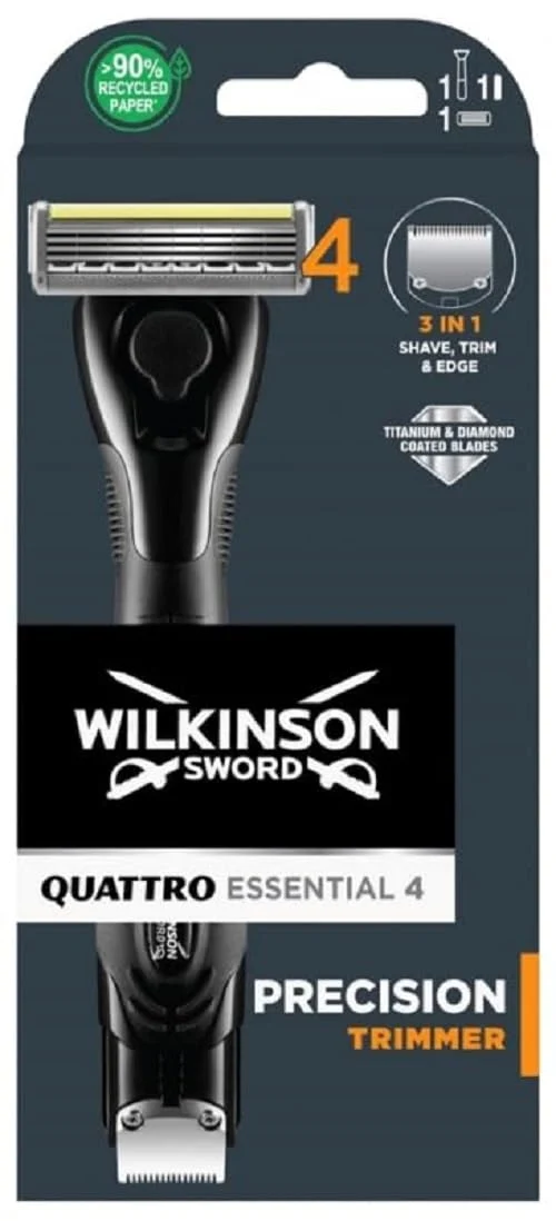 Stylish Wilkinson Sword Quattro Titanium Precision Men's Razor Premium