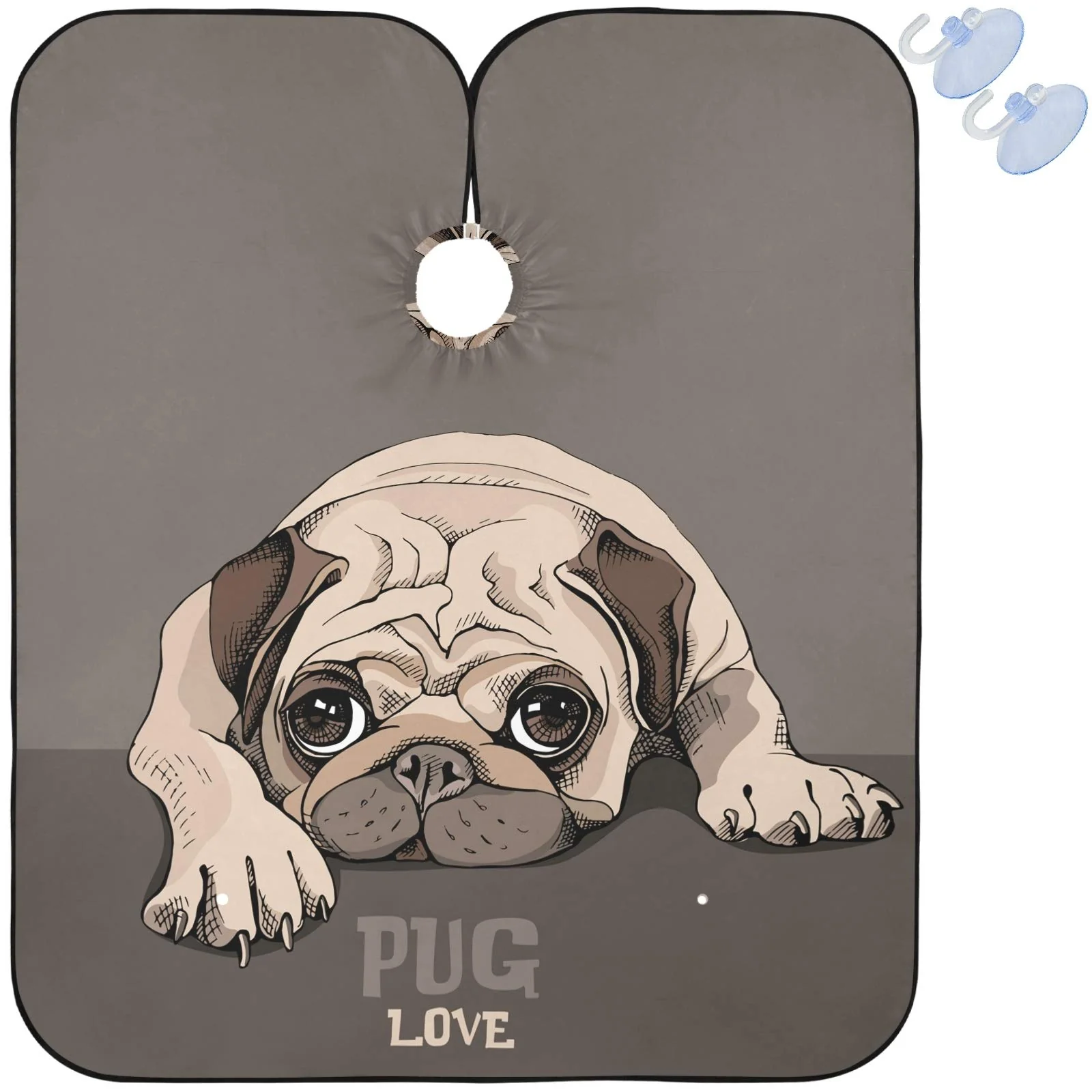 User-Friendly visesunny Barber Cape Pug Puppy Cartoon Animal Polyester Hair Cutting Salon Cape Apron Anti-Static Haircut Shaving Cloth Beard Shaving Bib Advanced