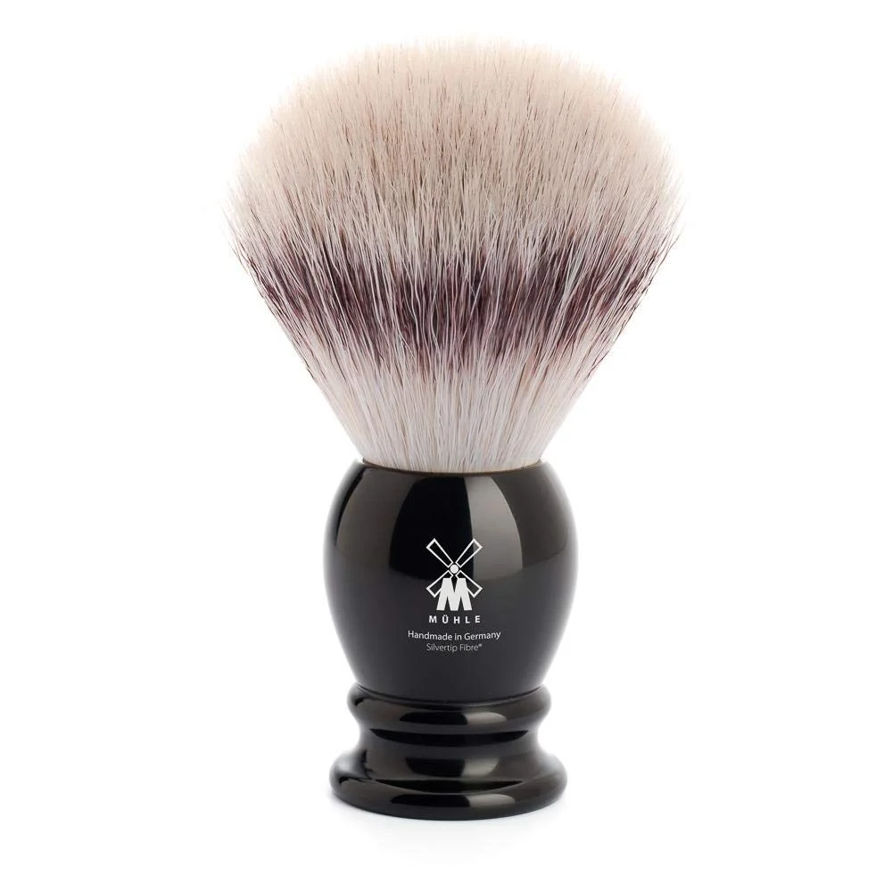 Reusable MÜHLE Classic Black Large Silvertip Fiber Shaving Brush - Synthetic Luxury Shave Brush for Men Rich Lather Consistent