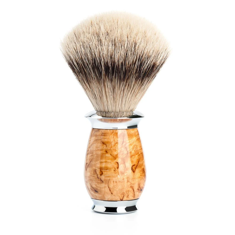Exclusive MÜHLE Purist Karelian Masur Birch Silvertip Badger Shaving Brush High-Quality