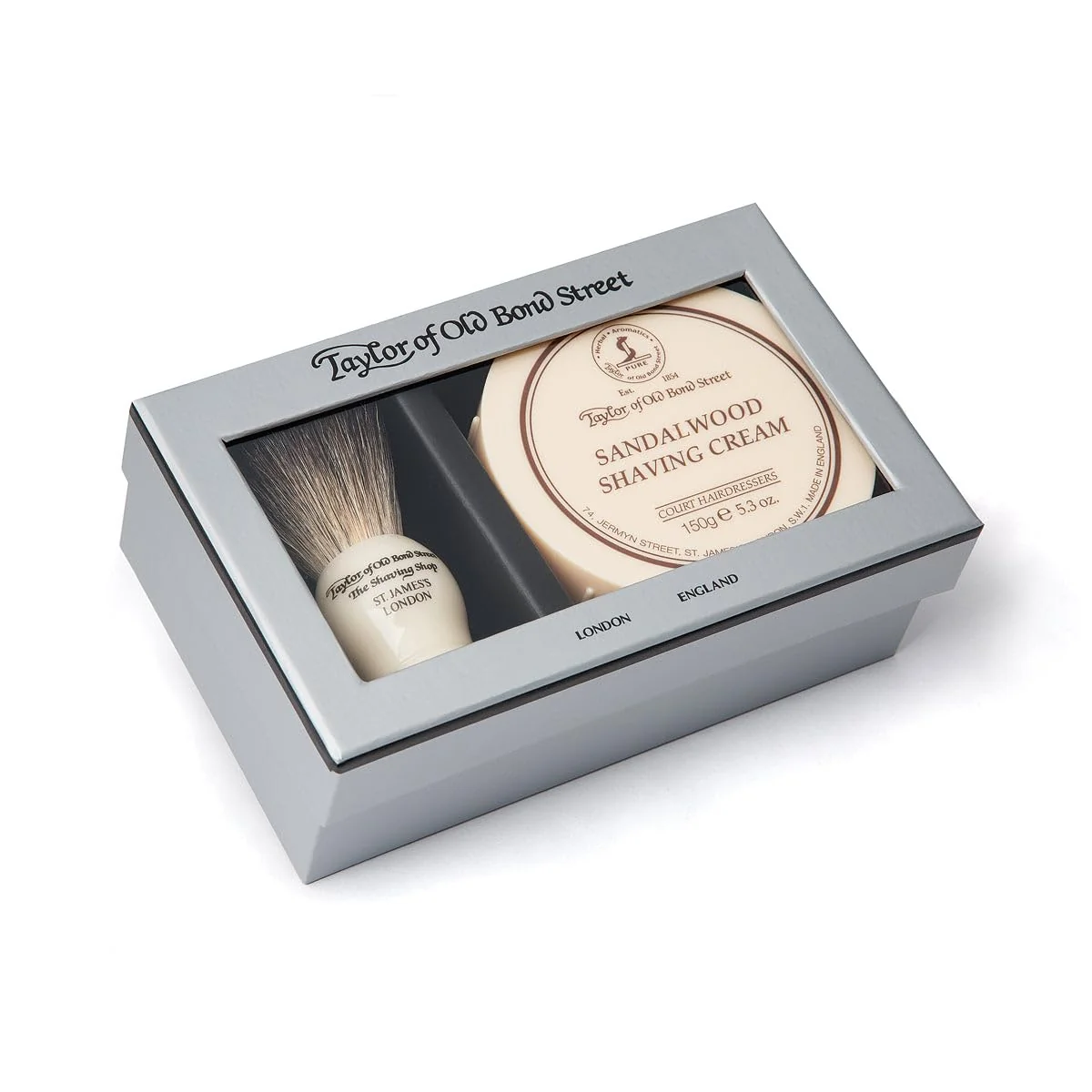 Exclusive Taylor of Old Bond Street Pure Badger Brush Sandalwood Bowl Box 2-Piece Set Next-Generation