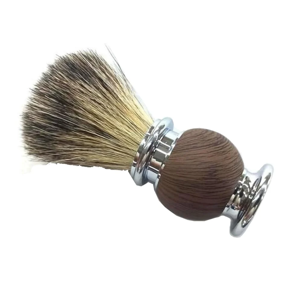 Official VWONST Premium Shaving Brush Badger Hair Bristles Brown Wood Handle with Chrome Accents Modern