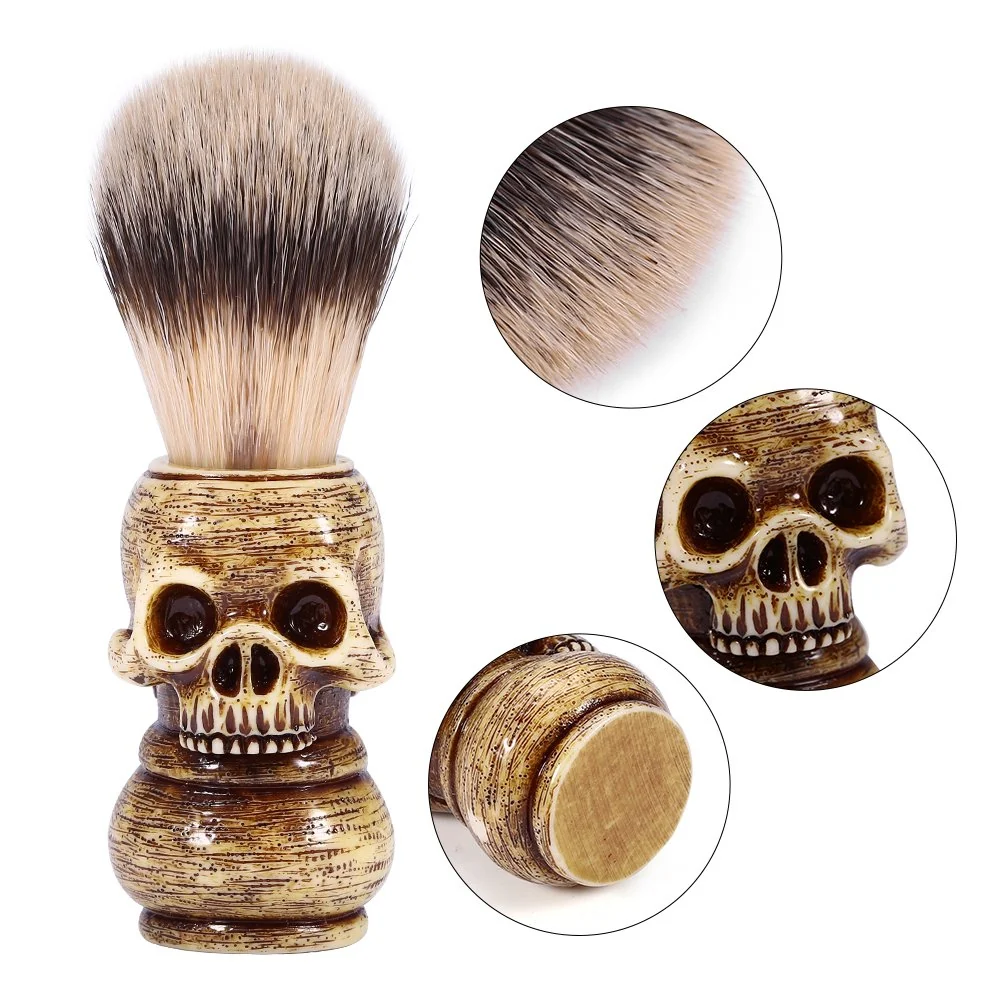 Sophisticated ZJchao Shaving Brushes Skull Shaped Handle Rich and Fast Lather Men Shaving Brush Barber Grooming Shave Brush for Wet Shave Use with Safety First-Class