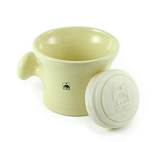 Stylish G.B.S Heavy Duty Ceramic Shaving Bowl Mug Strong Pommel Handle -3 Oz All Natural Soap Included Accessory for Soaps and Creams- for Wet Shave Lovers High-Quality