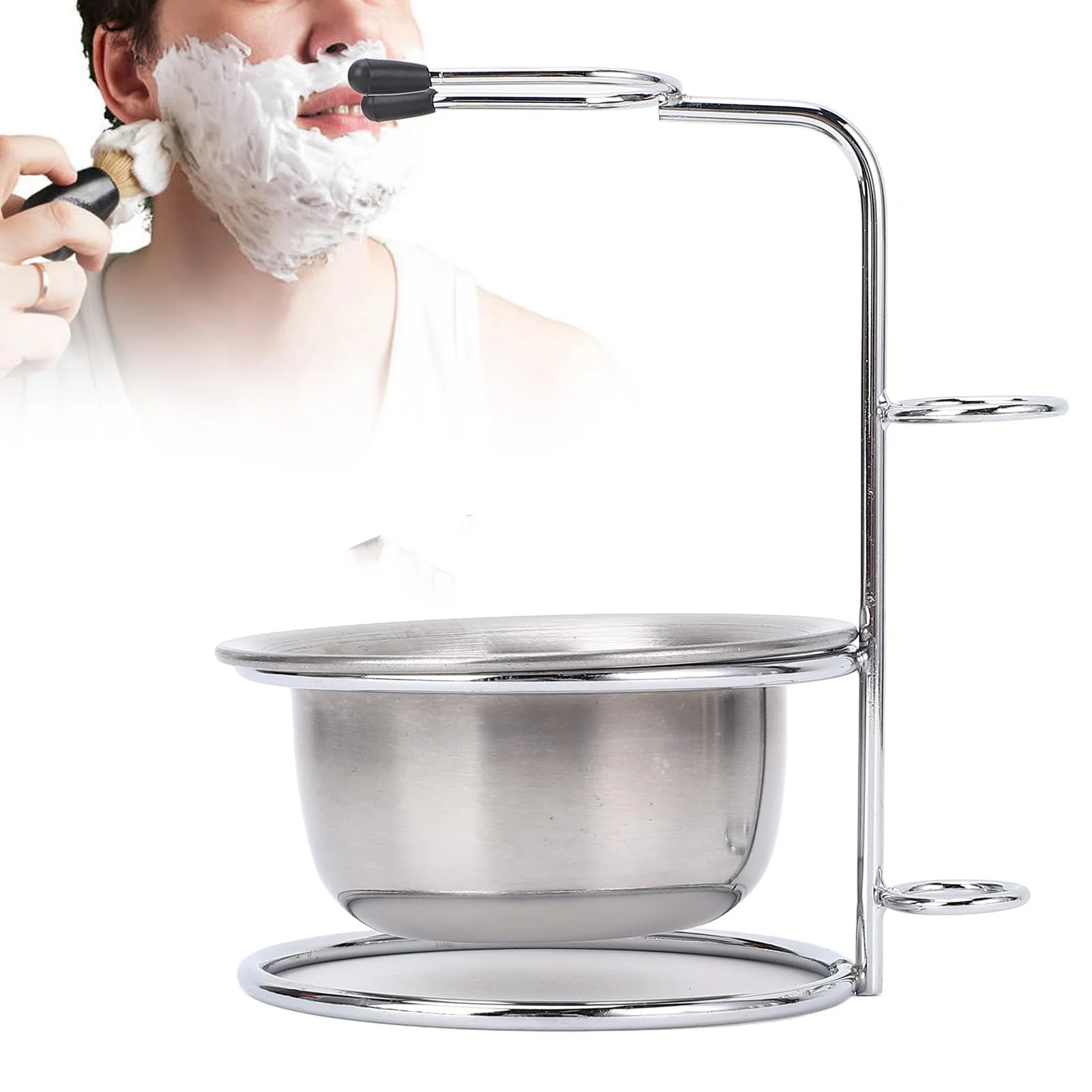Efficient MOUMOUTEN Shaving Set Metal Shaving Brush Holder Stainless Steel Shaver Soap Bowl Set for Man Husband Father Valentine's Day Clean