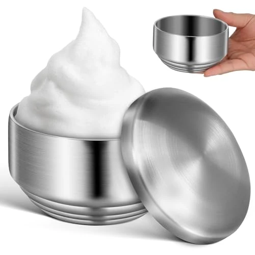 Fashionable SEWACC Stainless Steel Shaving Bowl with Lid Metal Shaving Soap Bowl Dish for Men Bathroom Accessory for Household Use Optimized