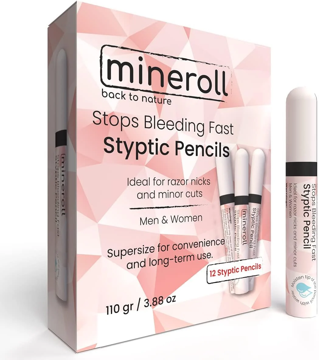 Excellent Styptic Pencils Shave Accessories 12 Pencils Stops Bleeding Fast for Shaving Nicks Razor Cuts for Men Women - Sanitary and Great for Barbers or User-Friendly