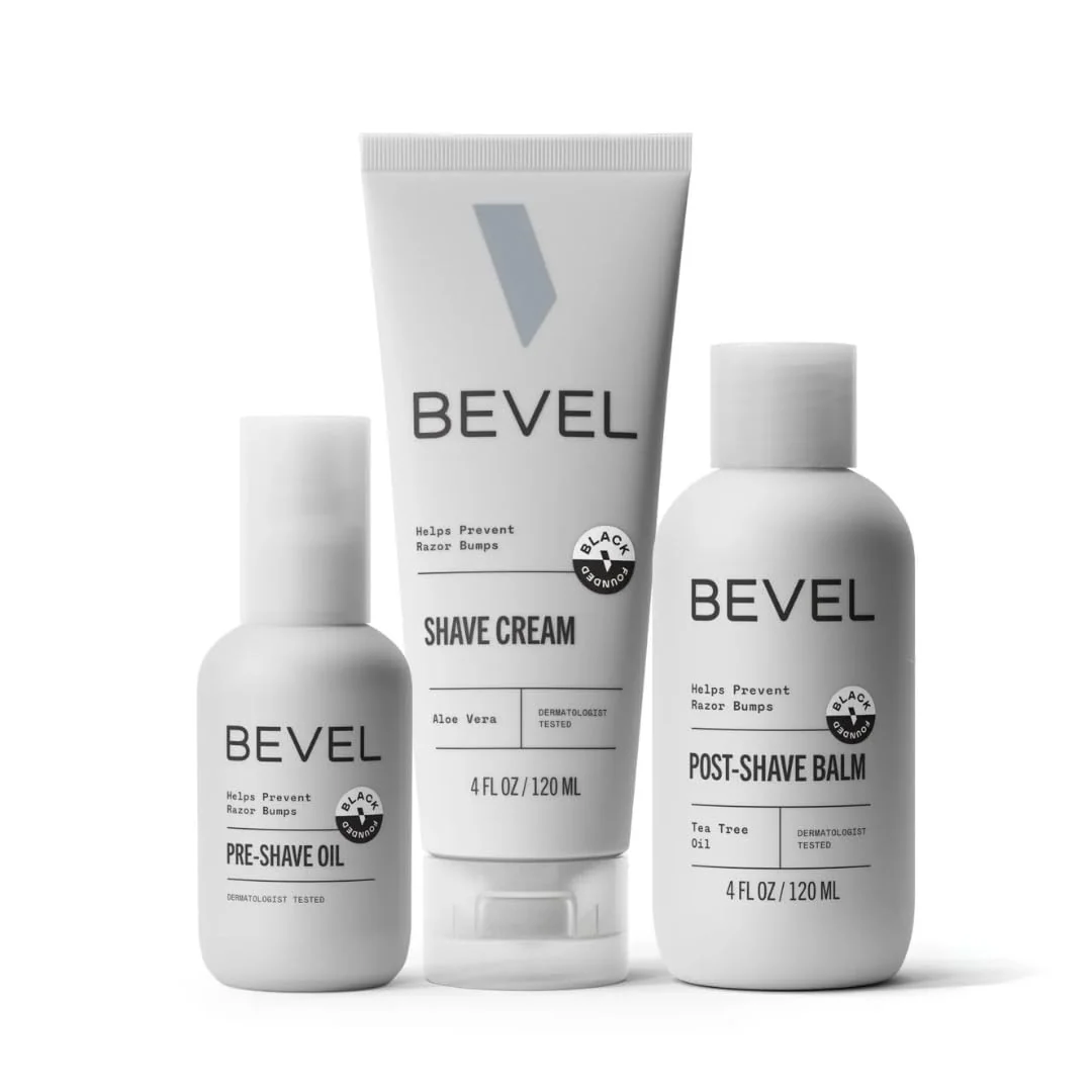 Breathable Bevel Shaving Kit for Men - Includes Pre Shave Oil Shaving Cream and After Shave Balm Helps Reduce Skin Irritation and Prevent Razor Bumps High-Quality