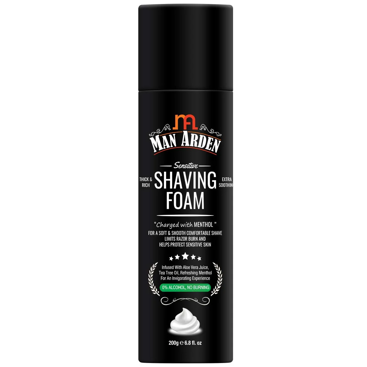 Trendy Man Arden Man Arden Shaving Foam For Sensitive Skin - Charged with Menthol Aloevera and Tea Tree 200g Optimized