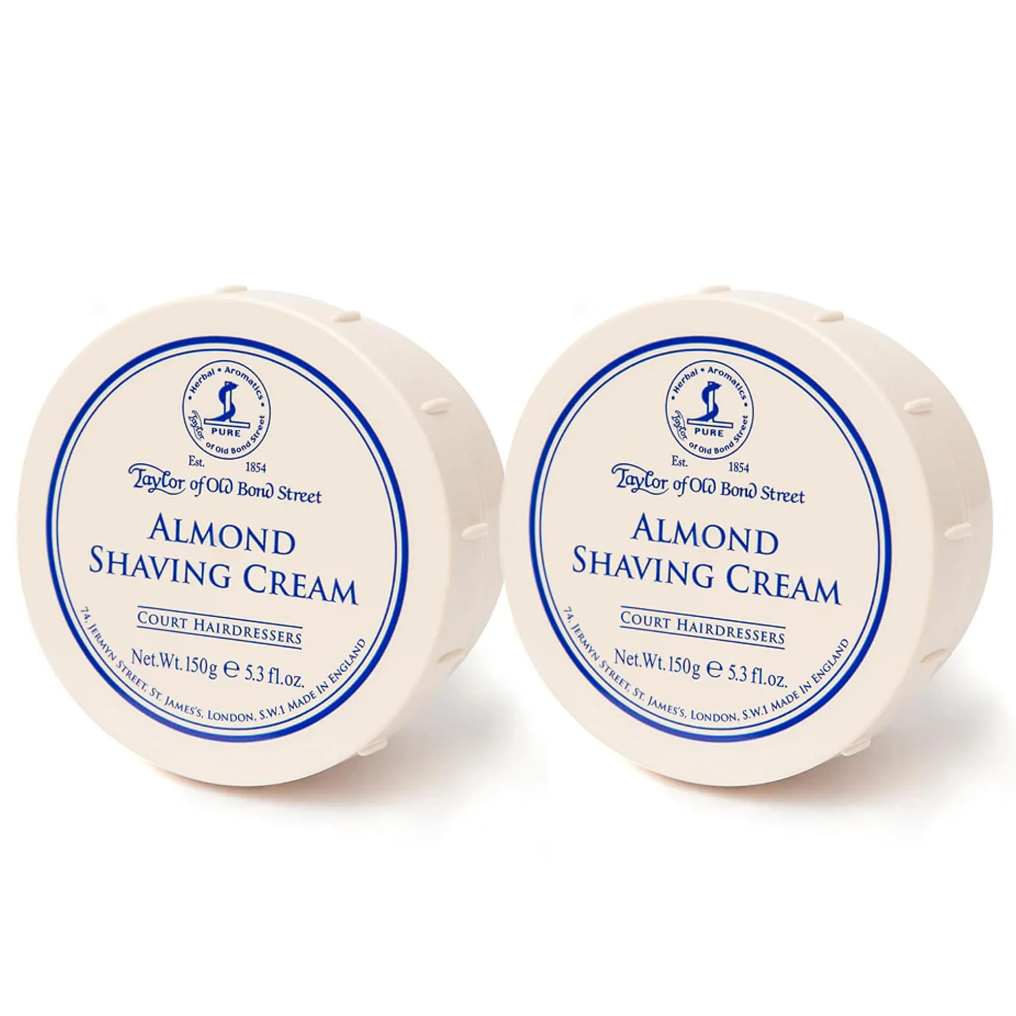 Smooth Taylor of Old Bond Street Almond Fragrance Shaving Cream Bowl 150g 2-Pack - Rich Lather for Traditional Shaving Certified