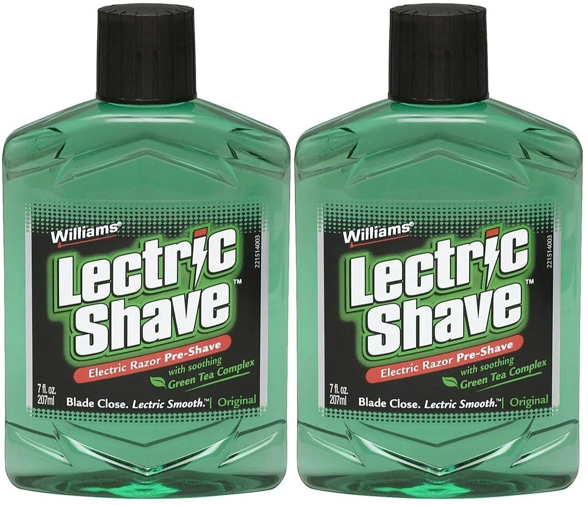 Official Williams Lectric Shave Electric Razor Pre-Shave with Soothing Green Tea Complex-7 oz 2 pk Soft