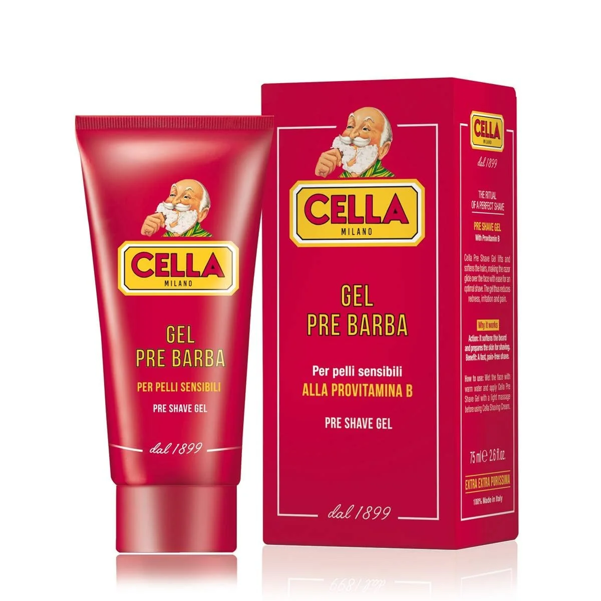 Powerful Cella Milano Conditioning Pre Shave Gel - Italian Skin Protecting Wet Shave Primer with Provitamin B Panthenol 2.6 oz Glides Razor for Smooth Sophisticated
