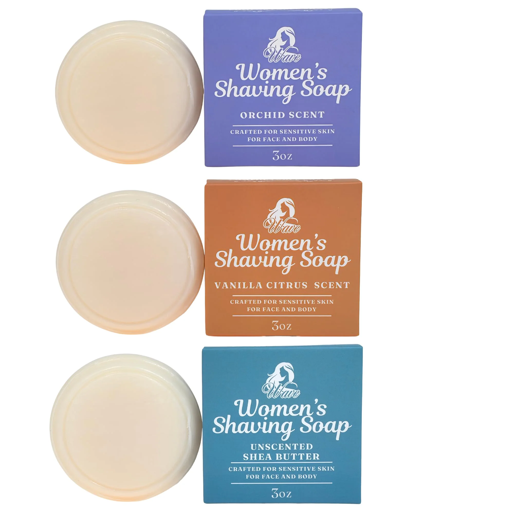 User-Friendly G.B.S Women s Shaving Soap 3 Pack - Shea Butter Infused Fragrance- Orchid and Vanilla Citrus - Moisturizing Bar for Sensitive Skin Lightweight