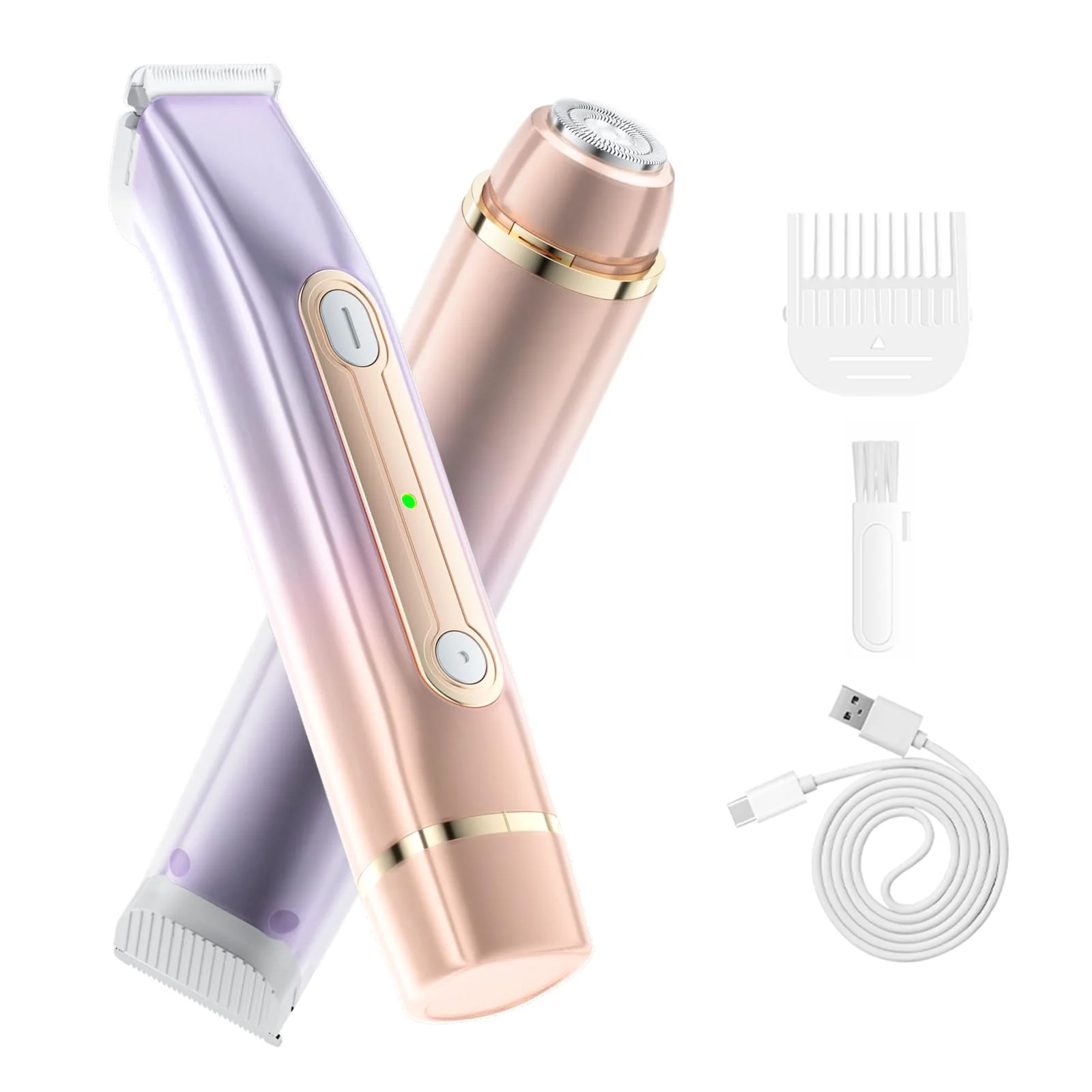 World-Class Bikini Trimmer for Women 2 in 1 Women Electric Shaver Dual Head Rechargeable Pubic Hair Trimmer with Waterproof Painless Silk Glide Pro Shaver Powerful