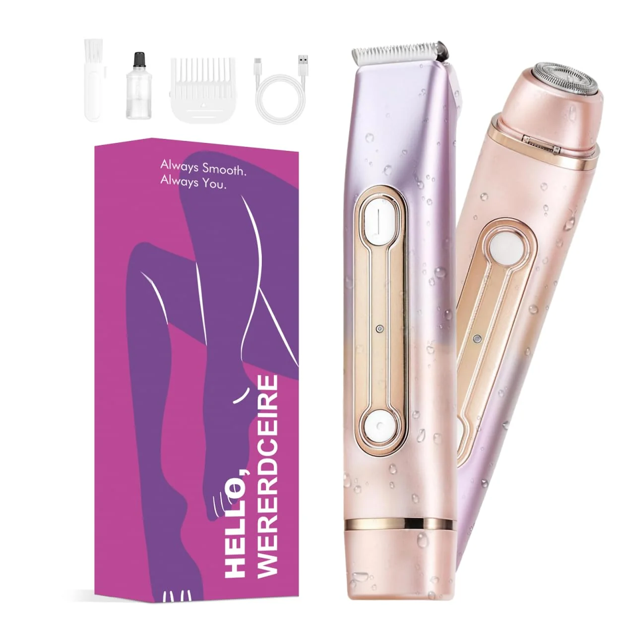 Recyclable Bikini Trimmer for Women Waterproof Electric Razors for Women with Dual Head Design Painless Bikini Shaver Womens Electric Razor for Face Body Practical