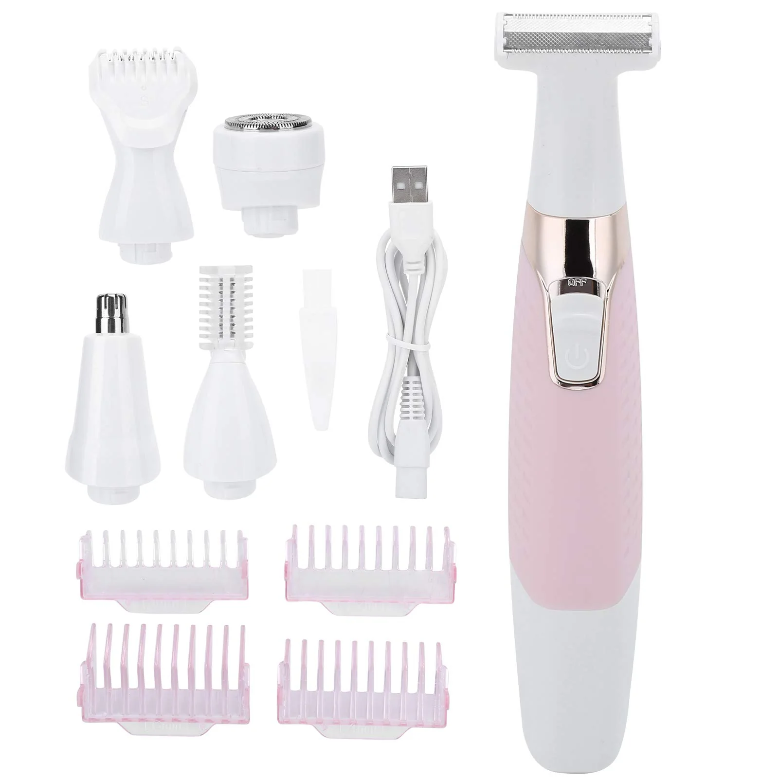 Sophisticated Epilators Hair Removal for Women Electric Body Depilator 5-in-1 USB Rechargeable with Multiple Attachments Hair Removal Device for Full Body and Hair Original Design