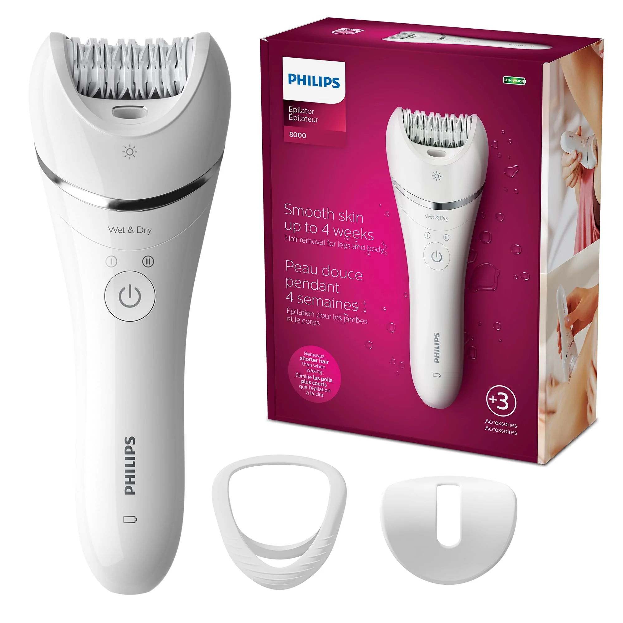 Selected Philips Epilator Series 8000 for Women with 3 Accessories BRE700 04 Exclusive
