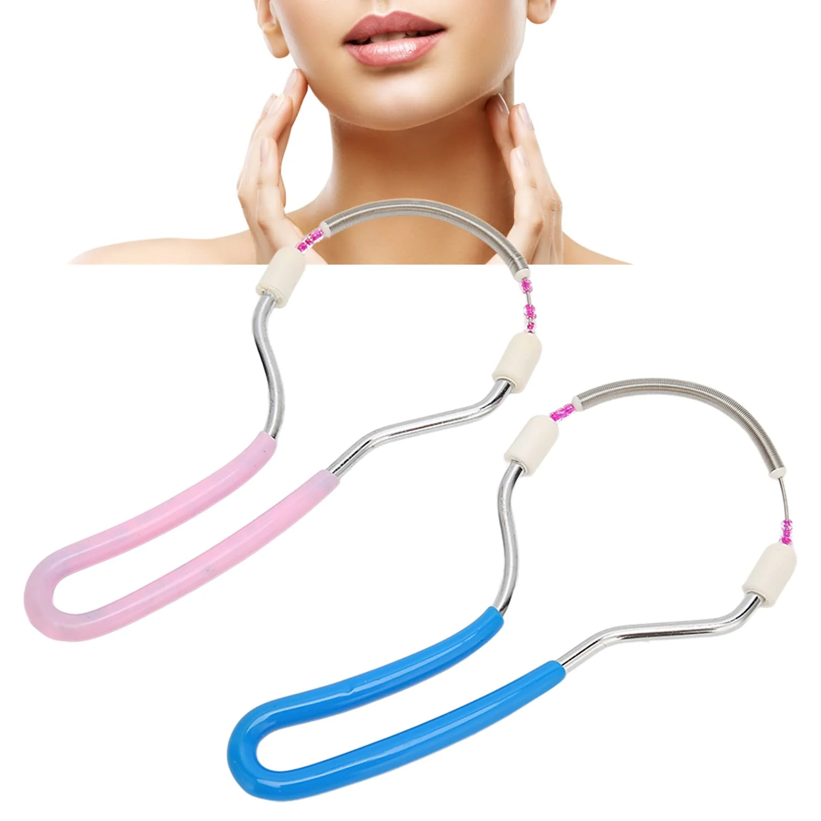 Official Spring Epilator 2 Pieces Spring Hair Remover Women Threading Face Epilator Portable Lip Hair Epilator Spring Device Beauty Tool Threading Hair Detailed