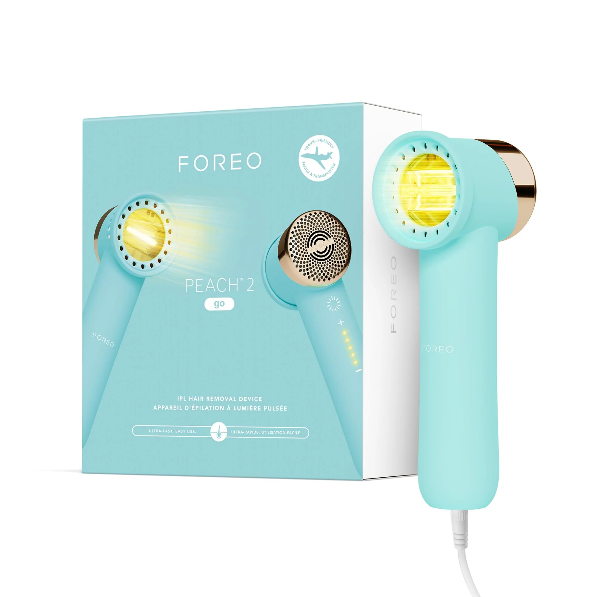 Premium Material FOREO Peach 2 go IPL Hair Removal Device - Travel-Friendly Permanent Hair Removal - Laser Hair Removal - Body Face - Painless Hair Removal - Skin Healthy