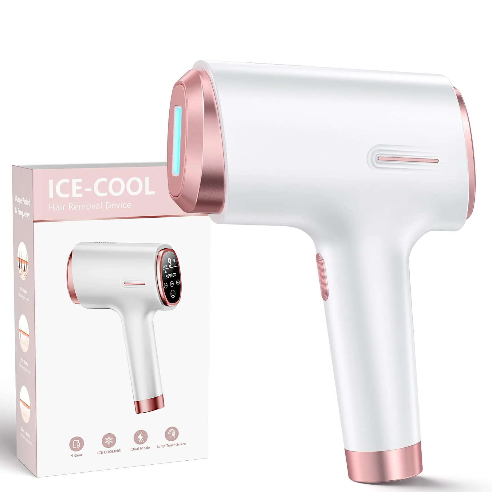 Easy-to-Use Finequin Laser Hair Removal for Women Men 45°F Ice-Cooling Contact Safe Virtually Painless to Salon IPL Hair Removal Device High-Grade