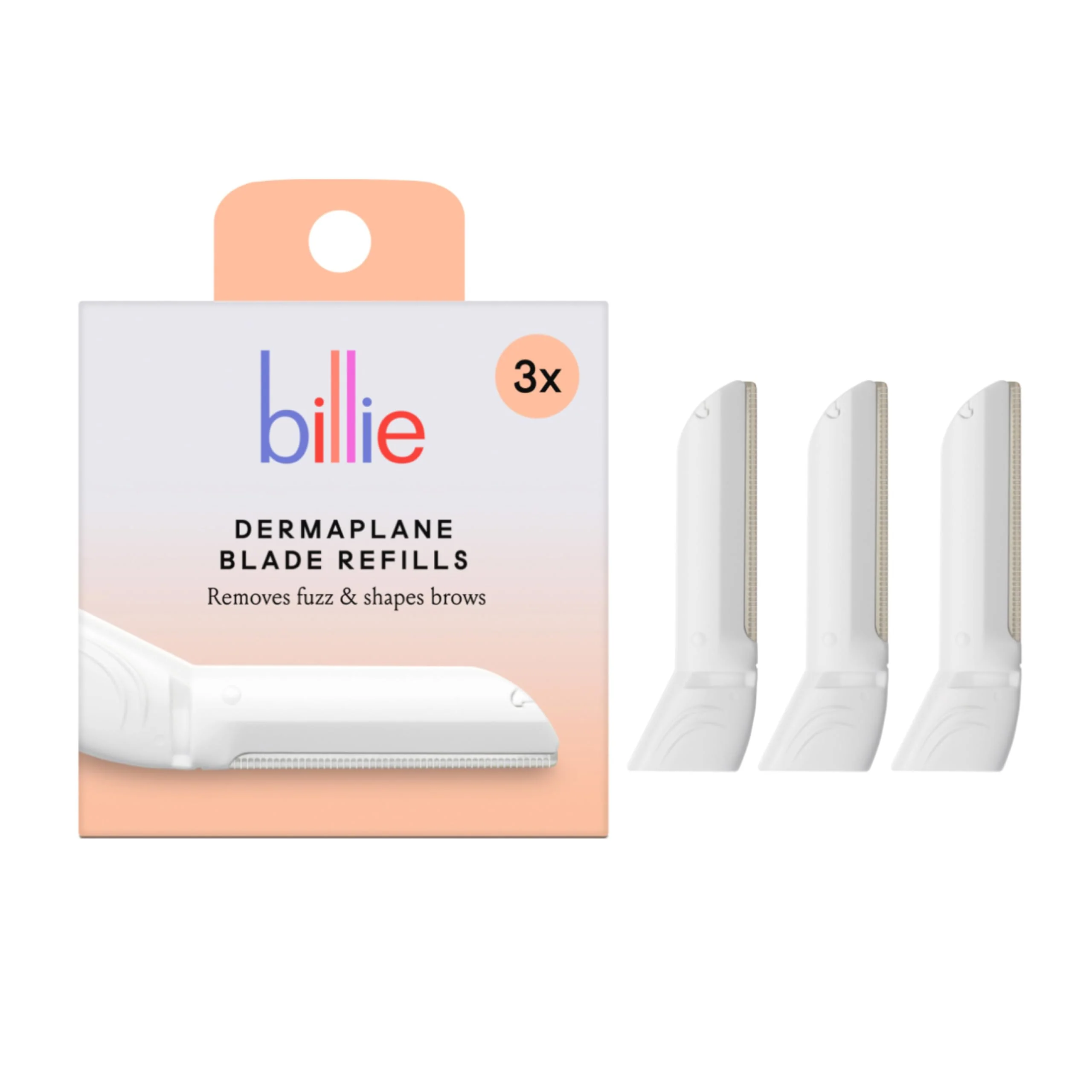 Environmentally Friendly Billie - Dermaplane Refill Blades - Stainless Steel Blades with Safety Micro-guards - Nickel- - Gently Exfoliates Skin - 3 count Versatile