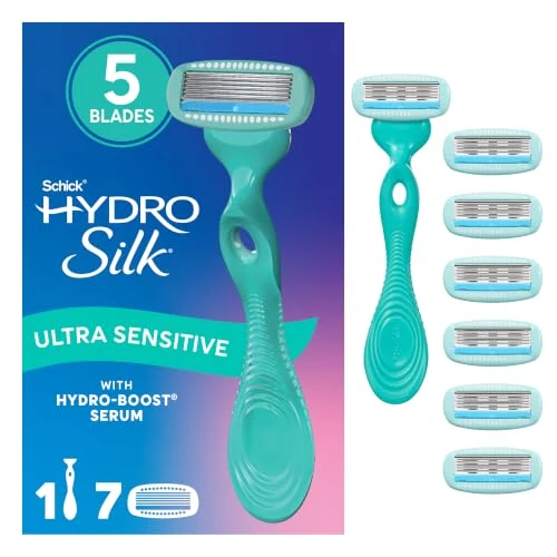 Versatile Schick Hydro Silk Ultra Sensitive Razor for Women - Womens Razor for Sensitive Skin 5 Blade Razors for Women Womens Razors for Shaving Includes 1 Organic