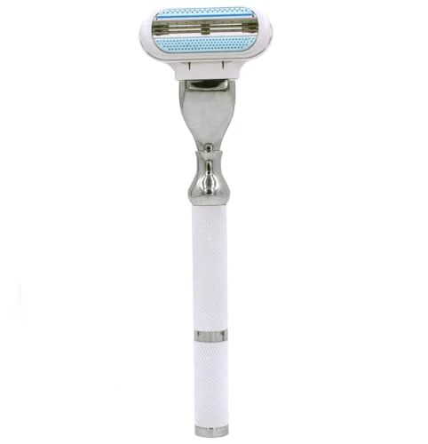 Consistent Parker Deluxe Triple Blade Razor for Women-Compatible with Gillette Venus or Gillette Mach 3 Cartridges-5.5 Inch Textured Brass Frame Handle-One Elite