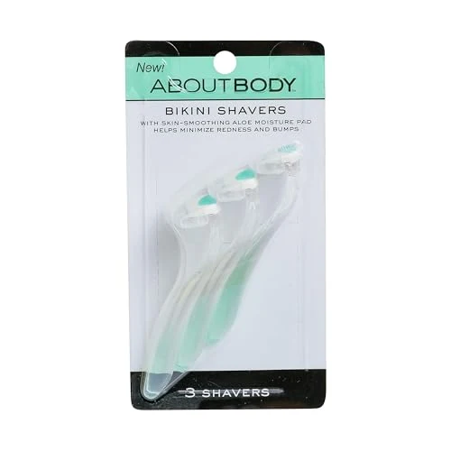 Breathable About Body Bikini Shavers - 3 Gentle Beauty Groomers Japanese Steel Razor I for Shaving Exfoliating and Trimming Intimate Areas Skin-Soothing Refined