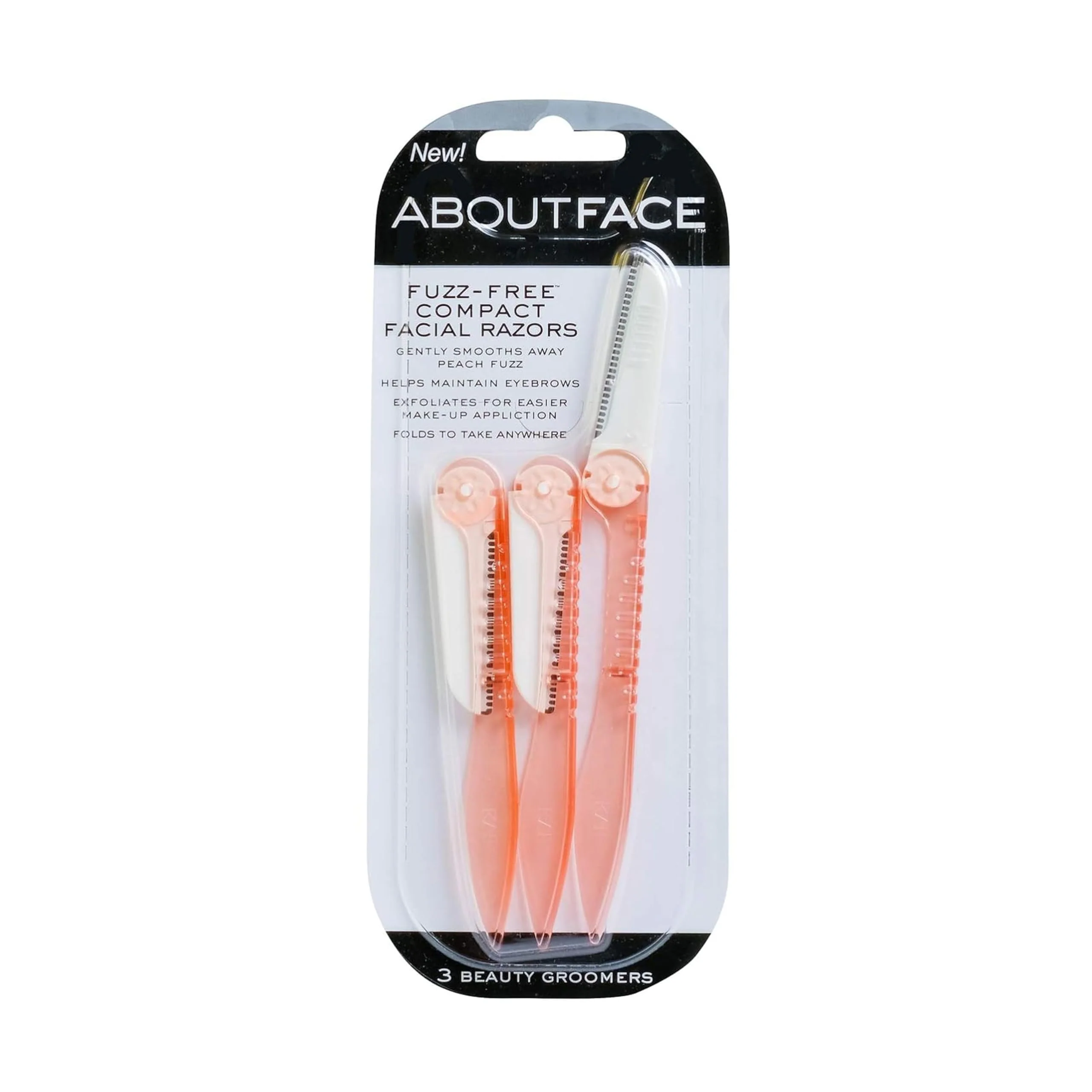 Green About Beauty Fuzz- Fold-n-Go Groomers - 3 Folding Beauty Groomers for Hair Removal I for Shaving Exfoliating and Brow Shaping Japanese Authentic