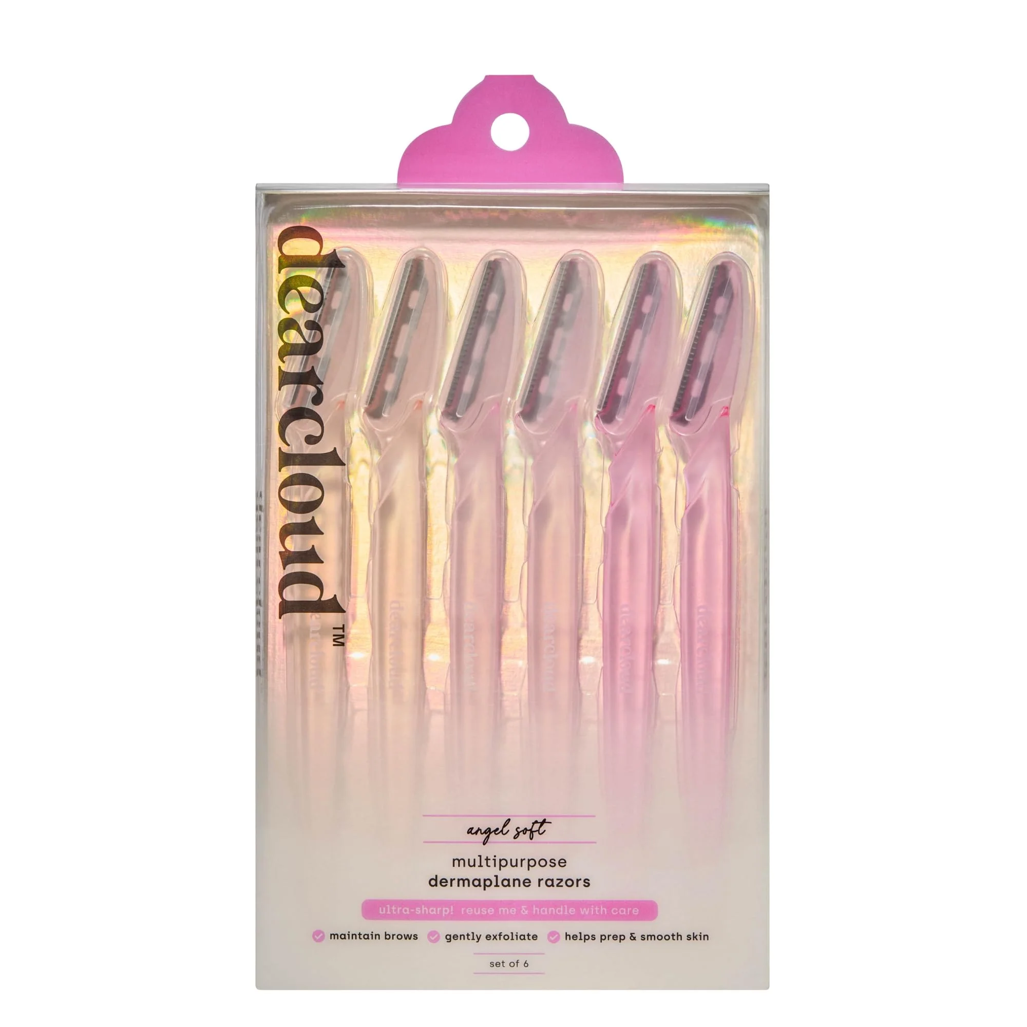 Functional dearcloud Dermaplaning Razor for Women - Face Razor Set of 6 Soft Authentic
