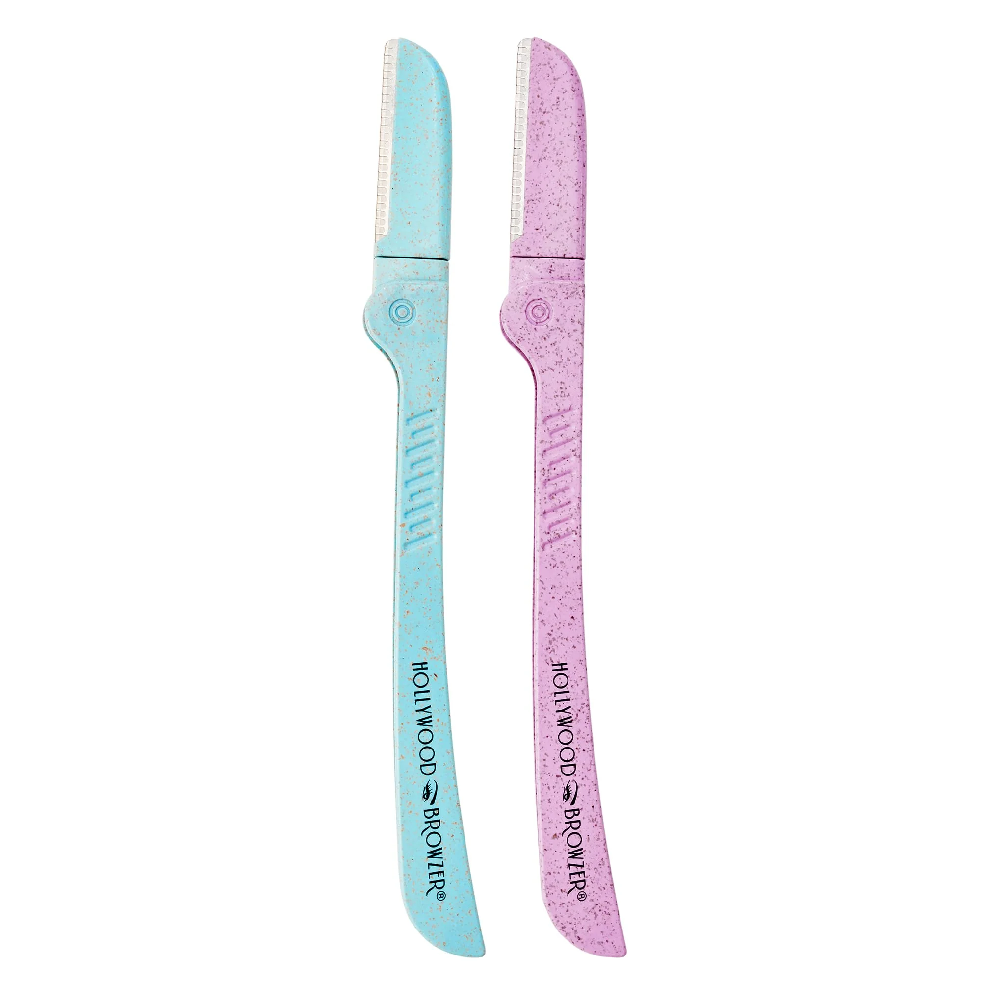 Solid Hollywood Browzer Hair Removal and Dermaplaner Duo - Peach Fuzz and Eyebrow Razor for Women - Eyebrow Grooming Kit - Aquamarine Rose Quartz - 2 pc Official