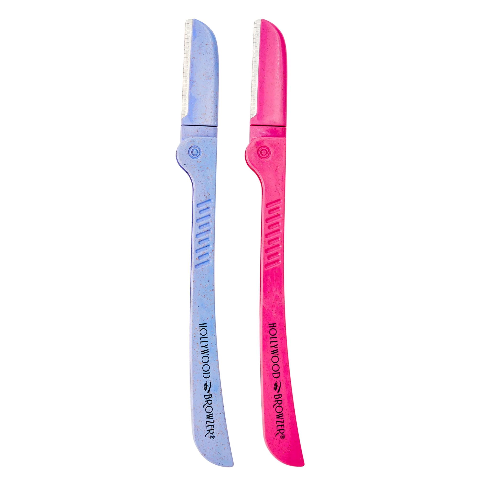 Durable Hollywood Browzer Hair Removal and Dermaplaner Duo - Peach Fuzz and Eyebrow Razor for Women - Eyebrow Grooming Kit - Amethyst Pink Sapphire - 2 pc High-Performance