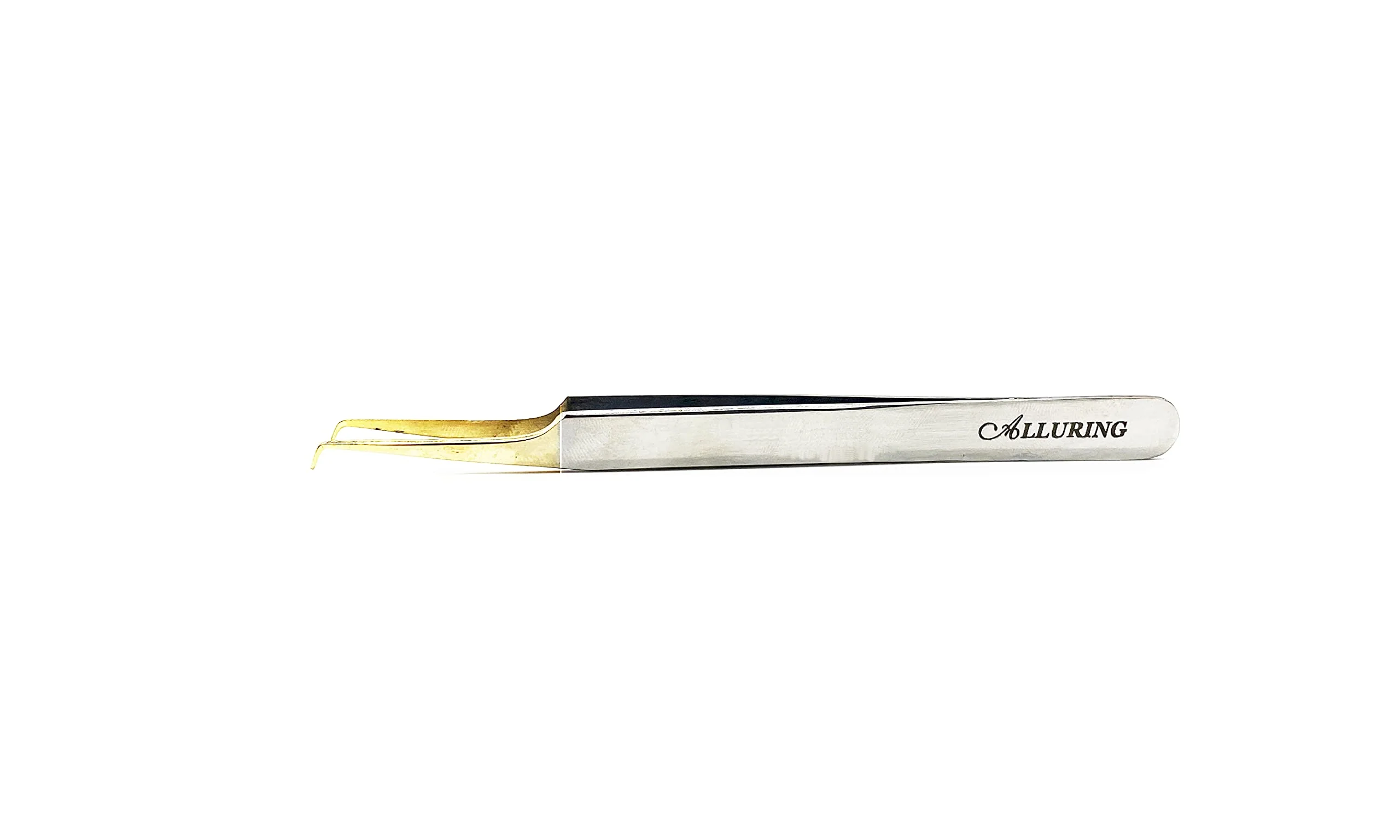 Healthy Alluring Chrome with Gold Tip Tweezers for Eyelash Extension - 90 Deg Short tips Superior