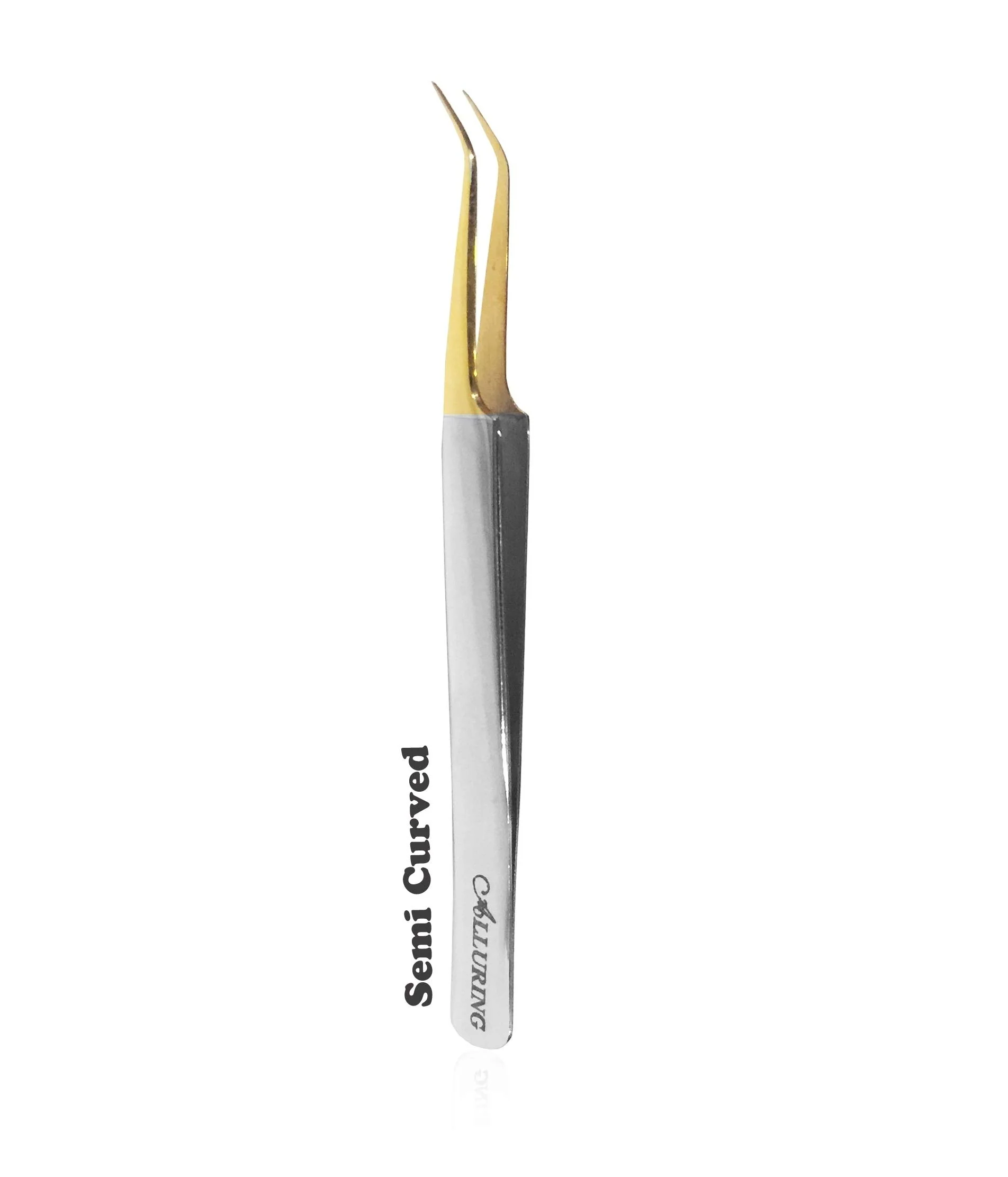 Modern Alluring Chrome with Gold Tip Tweezers for Eyelash Extension - Semi Reusable