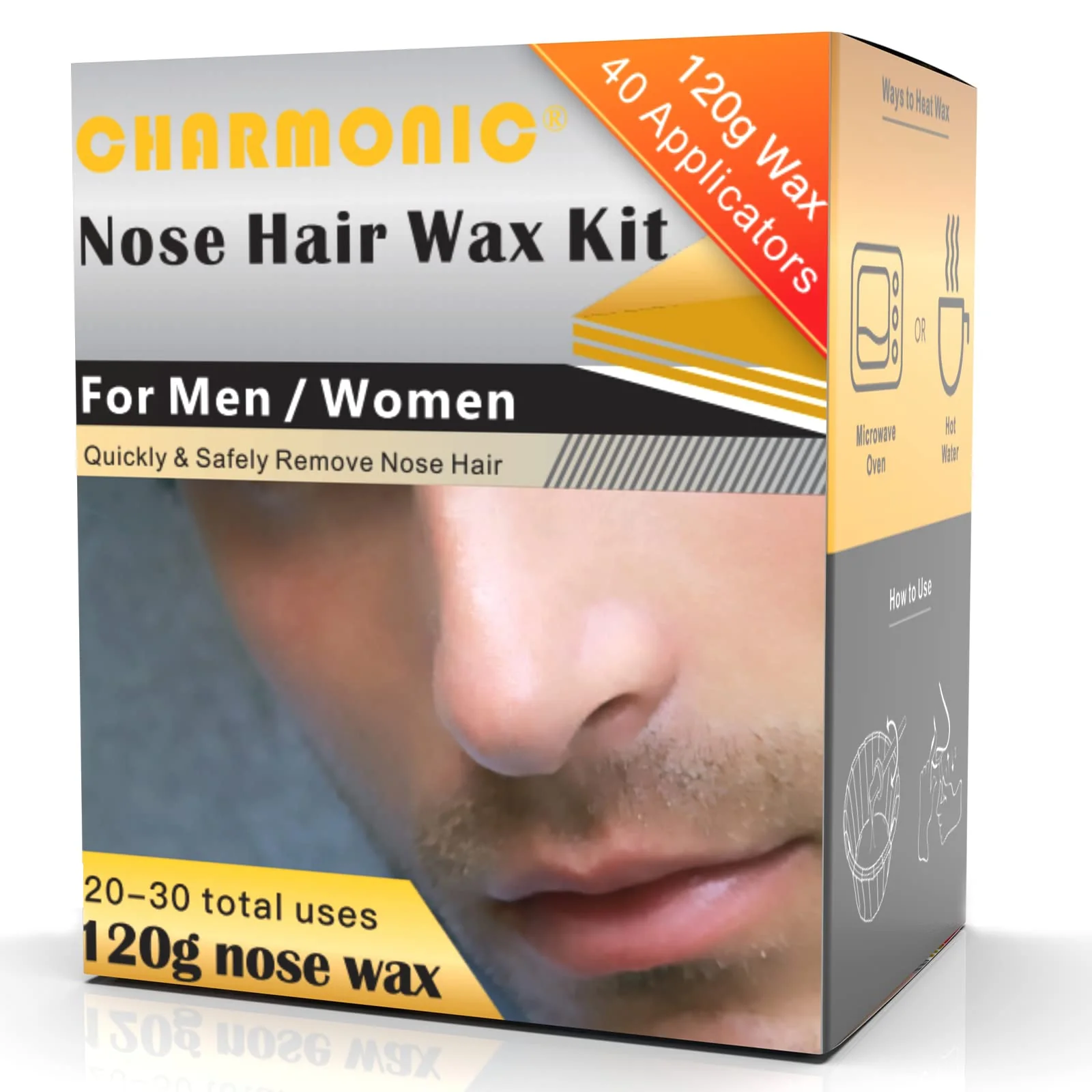 Optimized 120g Wax Nose Wax Kit Nose Hair Wax Kit with 40 Applicators Quick Painless Nose Waxing Kit for Men and Women Nose Hair Remover Kits Used 20 Times Fast
