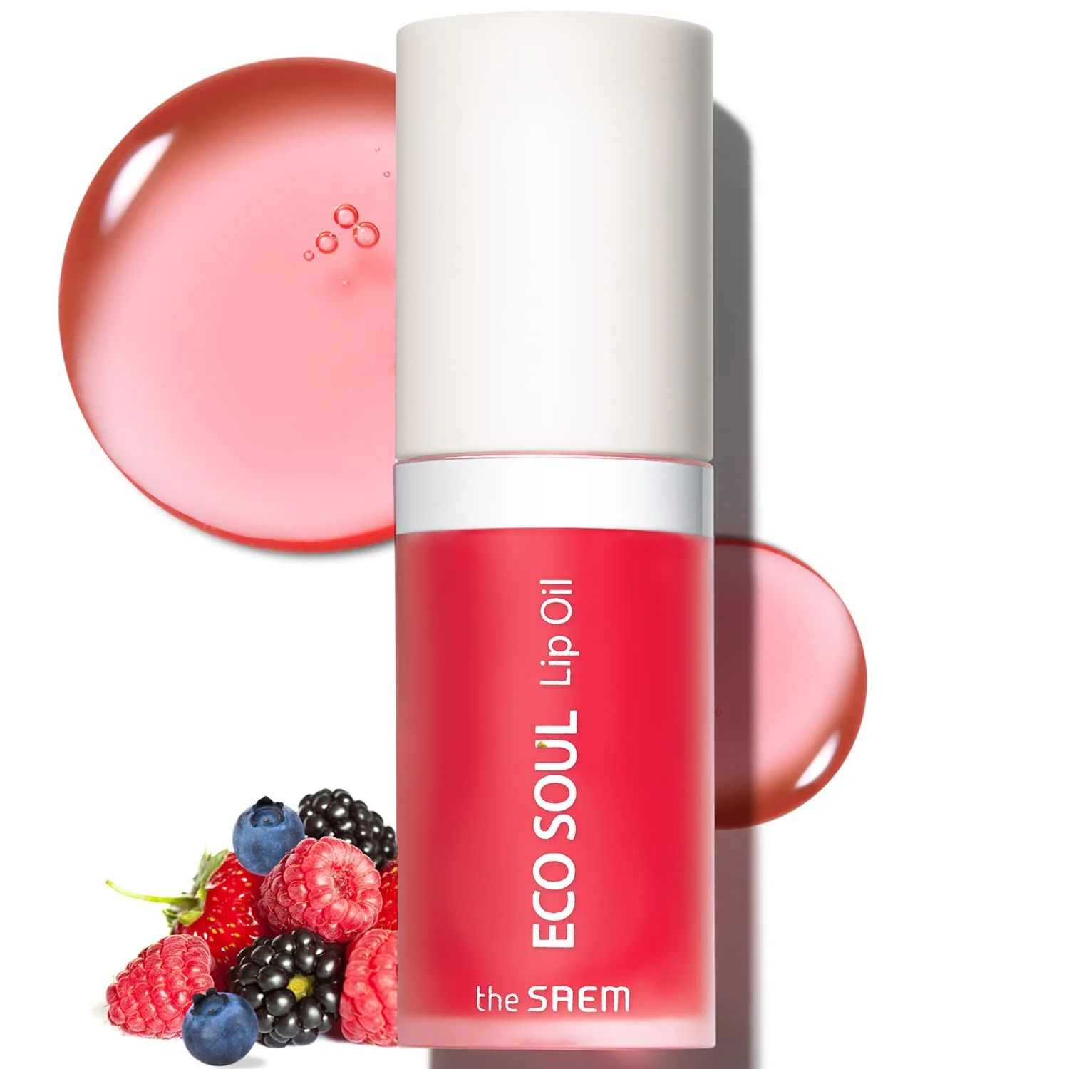 Easy-to-Use THESAEM Eco Soul Lip Oil 02 Berry - Plumping Hydrating Lip Oil to Nourish Moisturize Lips - Berry Extract Rose Water - Lips Soft Glossy World-Class