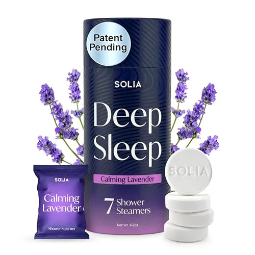 Exceptional Solia Natural Lavender Shower Steamers - Patent-Pending - Essential Oil Lavender Tablets Spa Steamers Aromatherapy 7-Pack Consistent