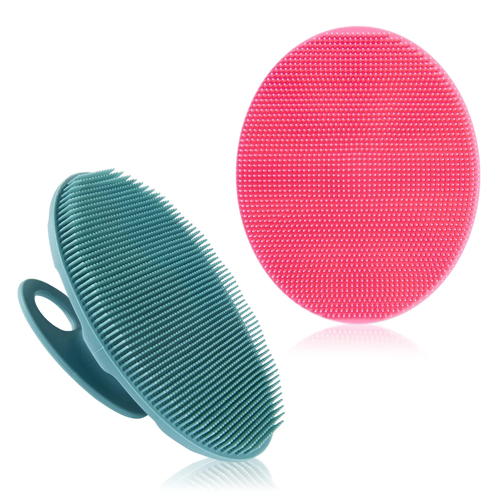 Superior Soft Silicone Body Cleansing Brush Shower Scrubber Gentle Exfoliating and Massage for All Kinds of Skin Pink Dark Green Advanced
