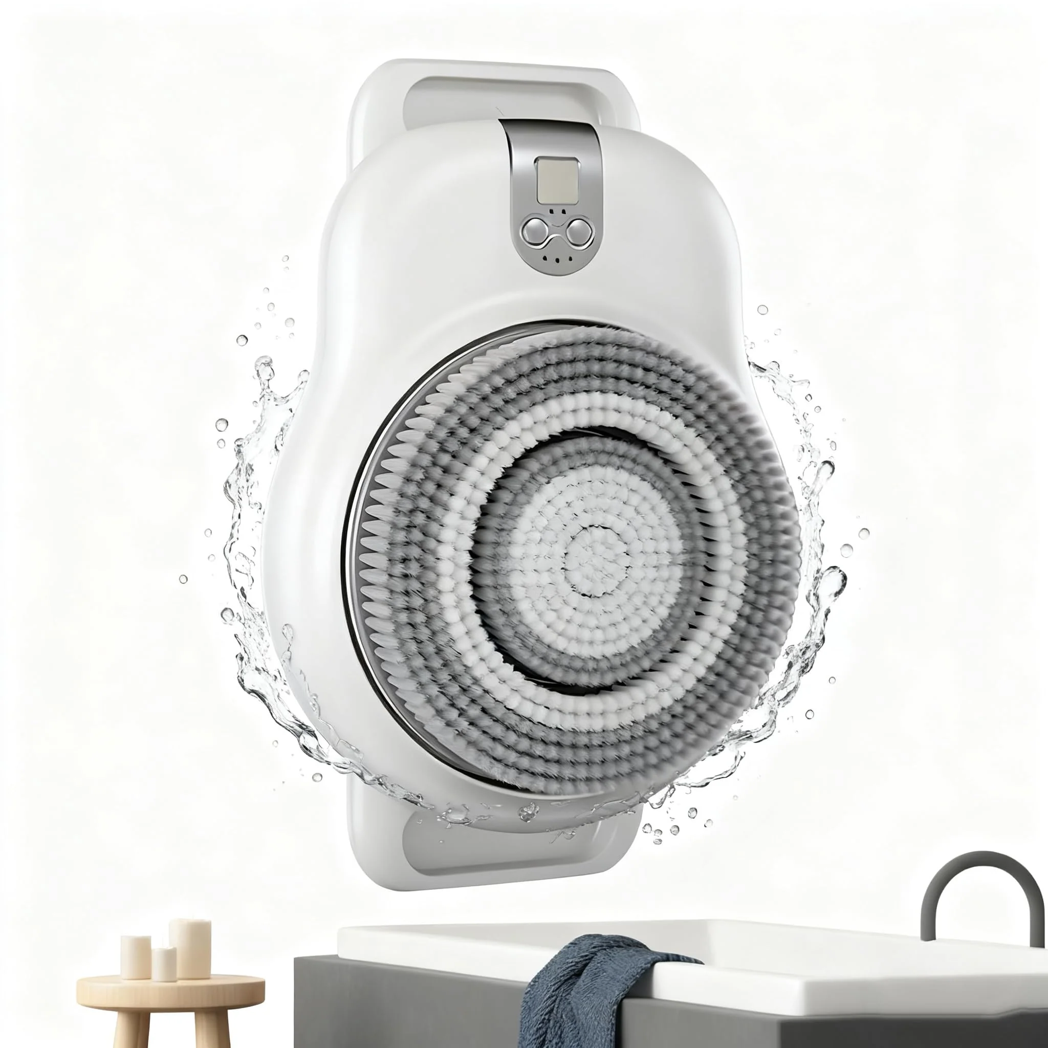 Flexible KFJZGZZ Wall Mounted Electric Back Scrubber for Shower with 7in Head Electric Exfoliating Brush for Deep Cleansing Back Massage Advanced