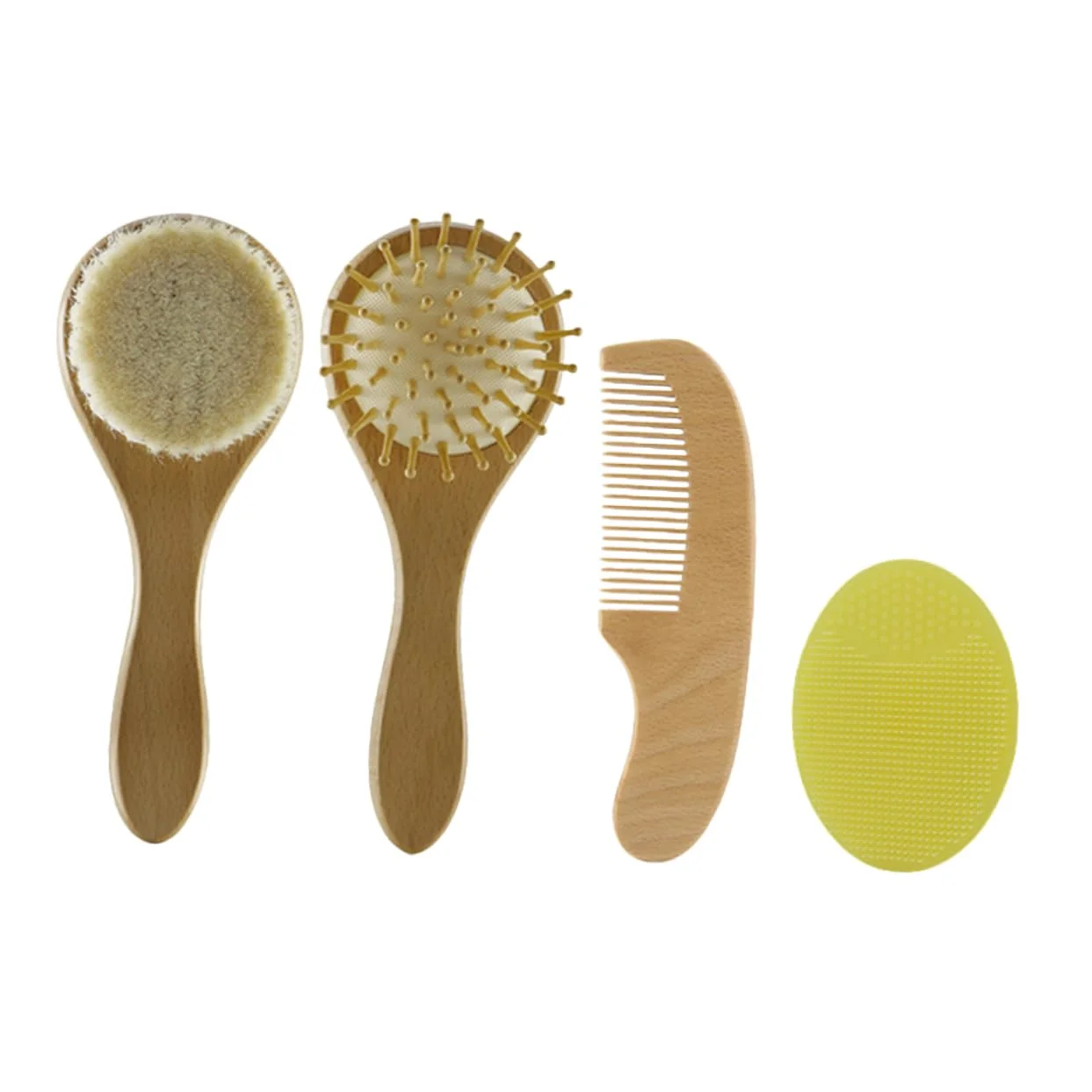 Natural INUUXLG 1set Wooden Handle Wool Brush Comb Set Shower Bath Accessory Newborn Care Kit High-Grade