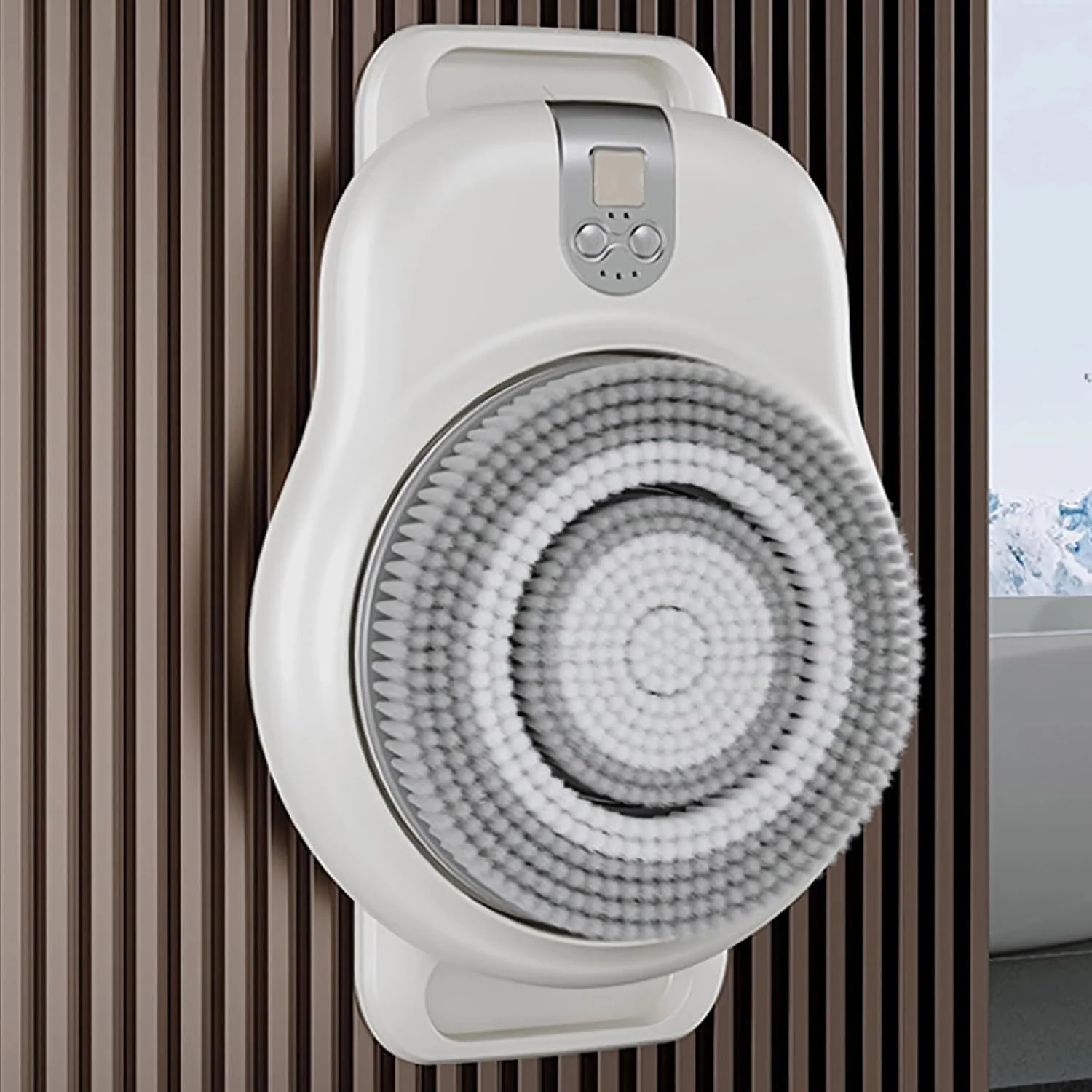 Organic Smart Wall Mounted Exfoliating Brush Shower Wall Mounted Back Scrubber Shower Back Scrubber Wall Mounted with 7in Brush Head 360° Rotation 2-Speed High-Performance