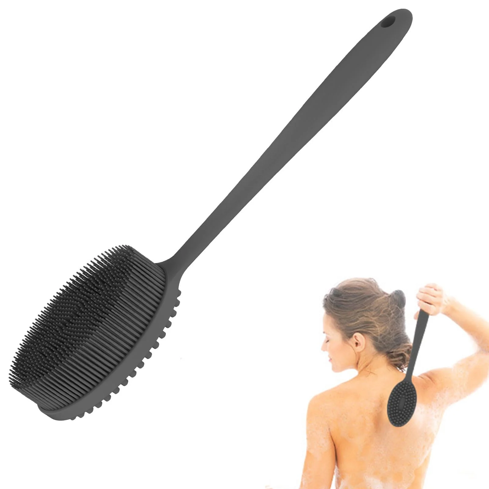 Carefully Designed MateeyLife Silicone Body Scrubber Exfoliator with Handle Gentle Back Scrubber for Shower Bath Scrubber for Body Practical