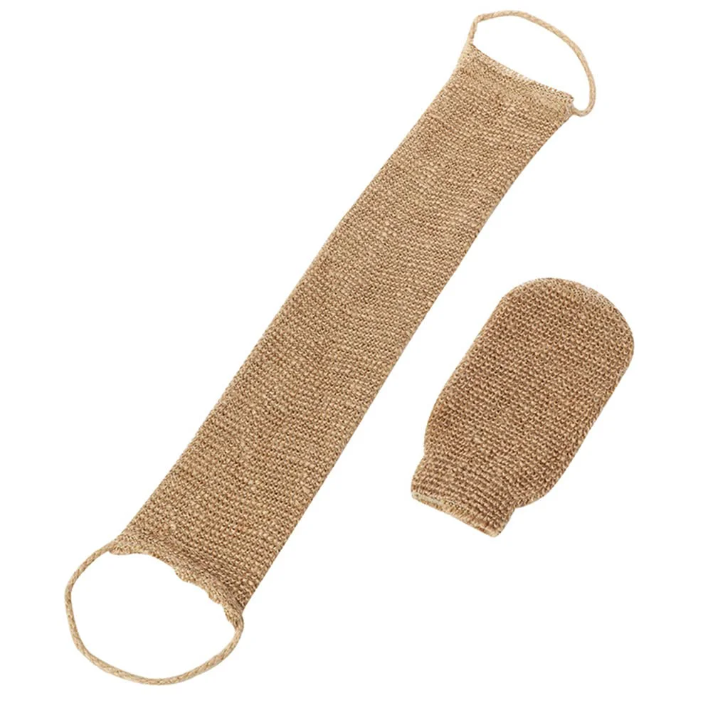Minimalist Back Scrubber for Shower for Men and Women - Set of 2 Hemp Exfoliating Body Scrubbers - Long Back Washer Sleeve Bath Scrub Mitten for Deep Cleaning Trendy