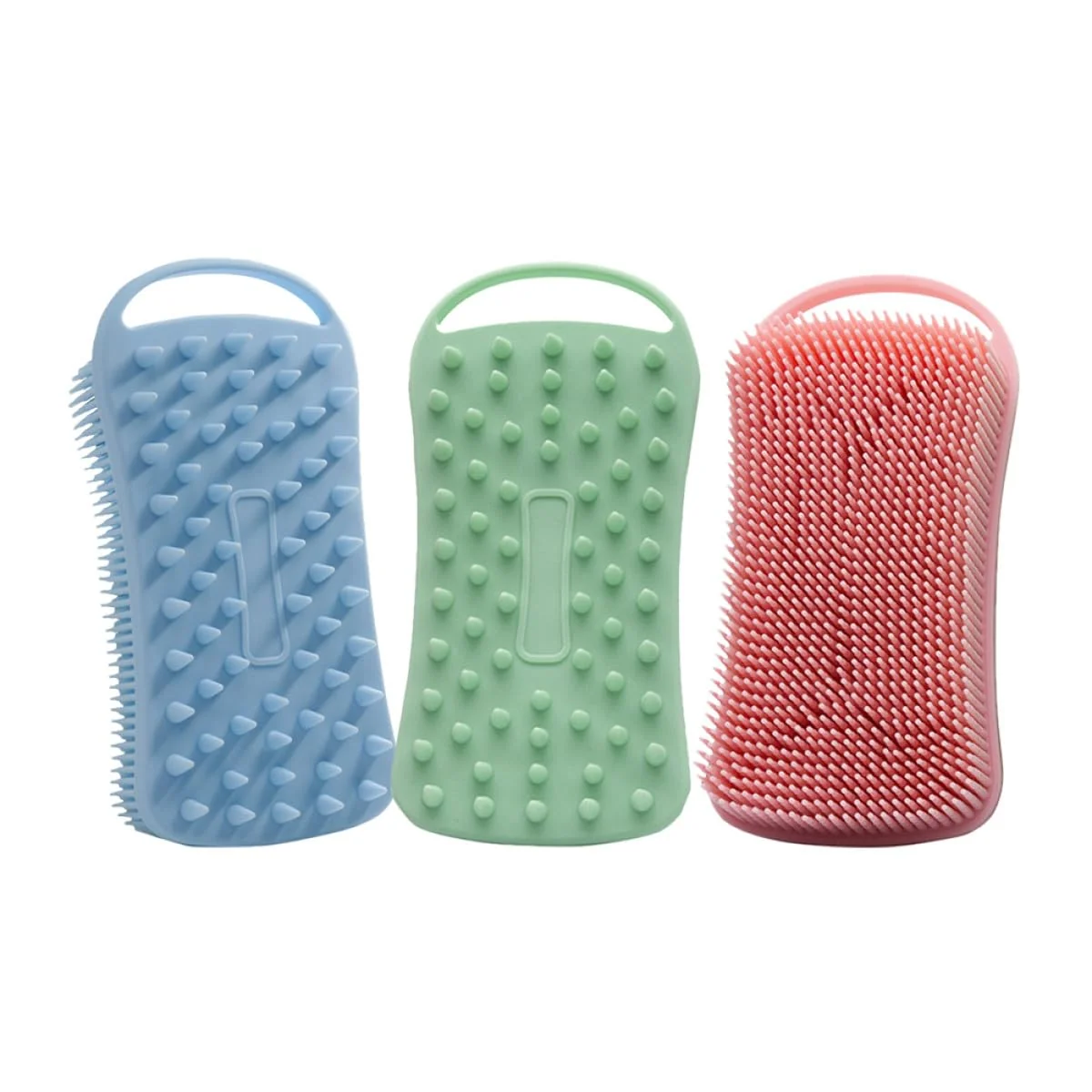 Efficient PRETYZOOM 3pcs Square Silicone Body Scrubber Bath Brush Soft Exfoliating Double-Sided Skin Cleansing Brush for Women Gentle Shower Use Refined