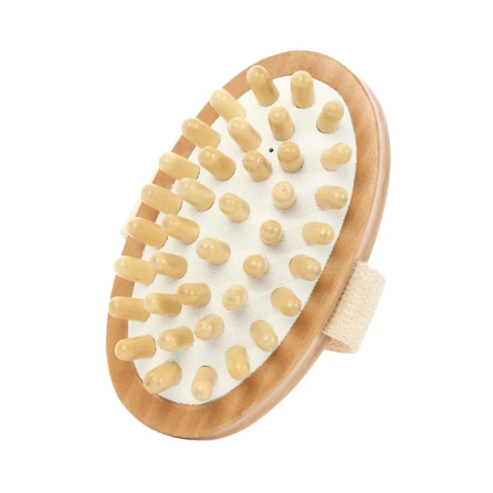 Elegant Dry Body Brush Wooden Handheld Body Massager Brush - Natural Wood body brush bath body brushes Muscle Relax Sauna Spa Head Massage Brush Fine