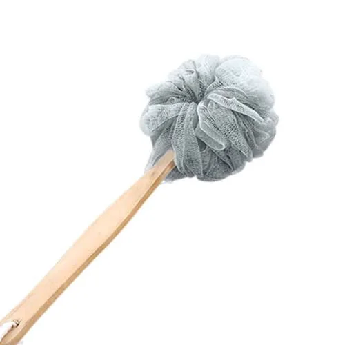 Optimized YingRen Exfoliating Brush-Shower Brush-Bathing Brush-Long Handle Hanging Soft Mesh Back Body Bath Shower Wooden Handle Scrubber Brush Sponge Grey Safe