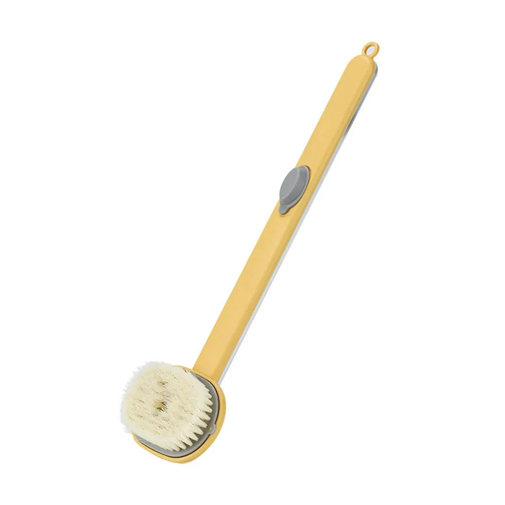 Functional Handle Liquid Bath Brush with Soap Dispensing Exfoliating Scrubber for Back Legs. Promotes Suitable for All Skin Types Yellow Durable