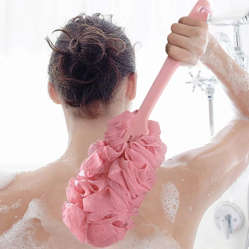 Original ZMTONE Long-Handled Back Scrubber Soft Nylon Mesh Deeply Cleanses Pink Dependable